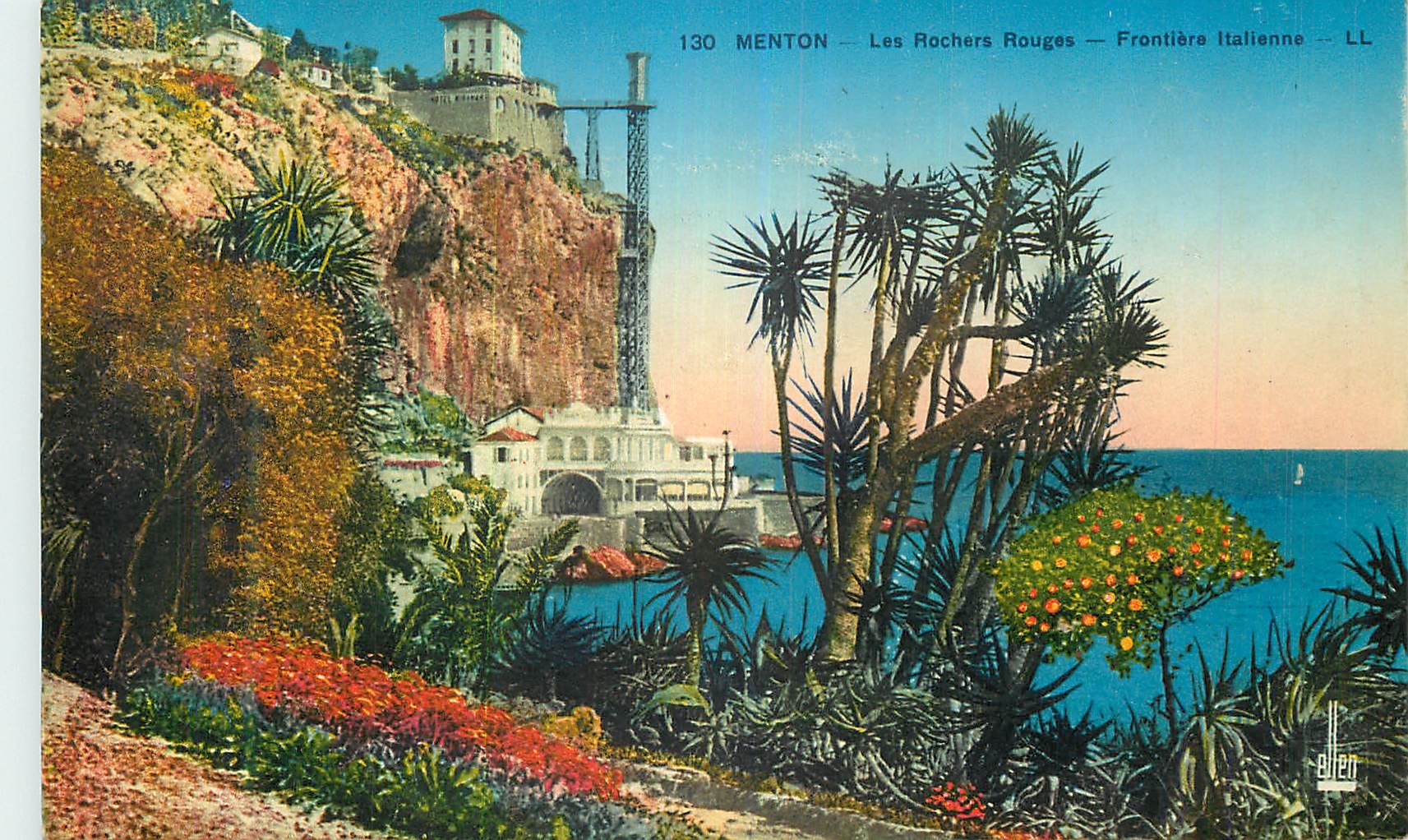 CPA Menton Les Rochers Rouges Frontiere Italienne