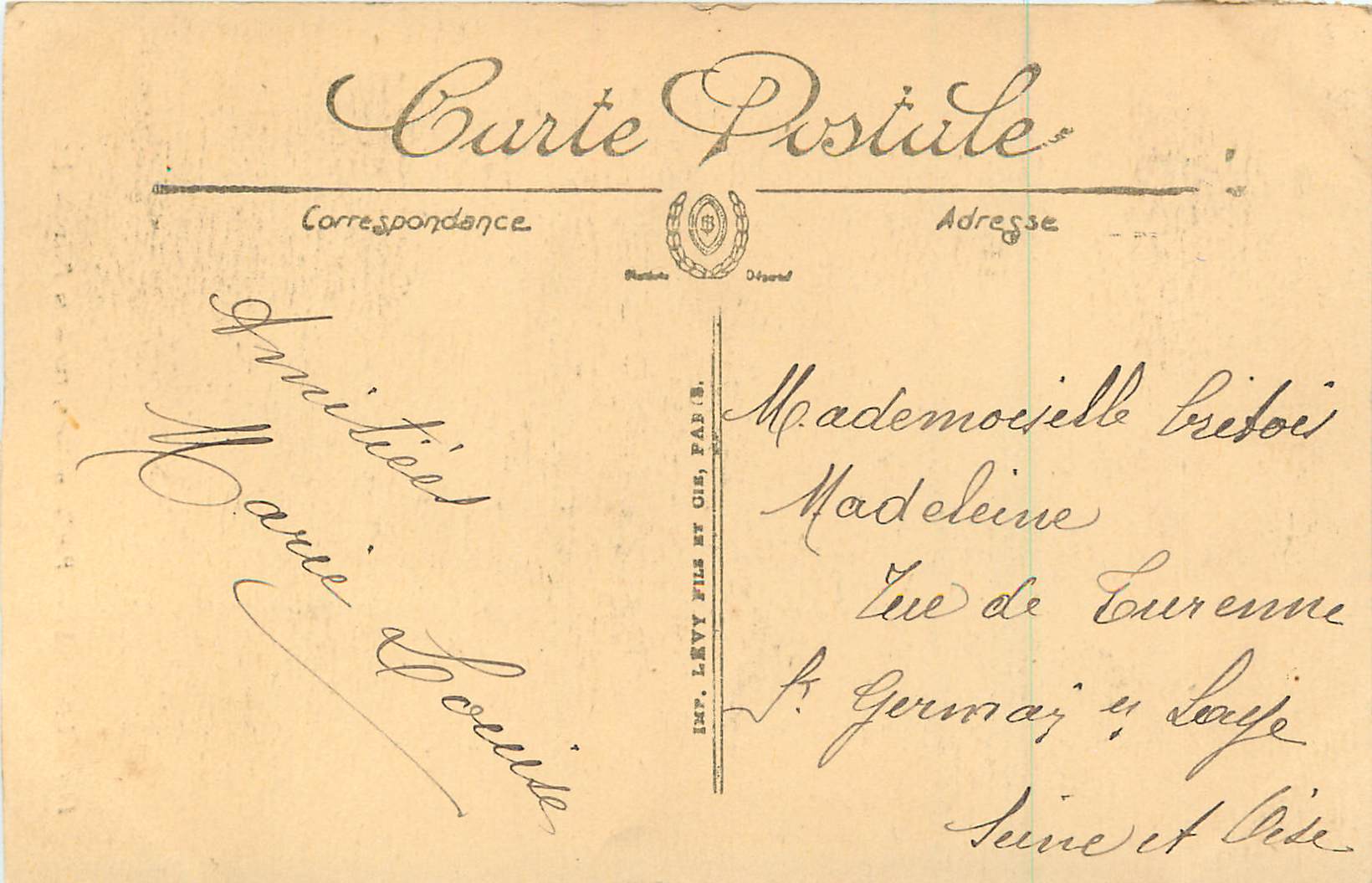 Lisieux — Vieilles maisons, rue de la Paix — LL. — Verso