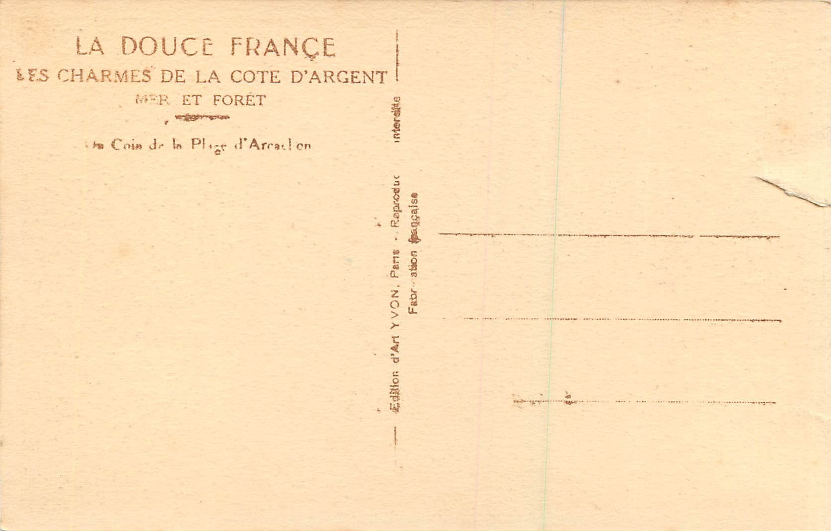 CPA Les Charmes de la Corte d'Argent Mer et Foret La Douce France Un Coin de la Plage d'Arachon — Rückseite
