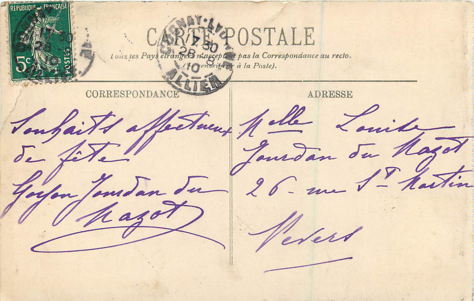 CPA Vichy Un Coin de la Restauration — Rückseite
