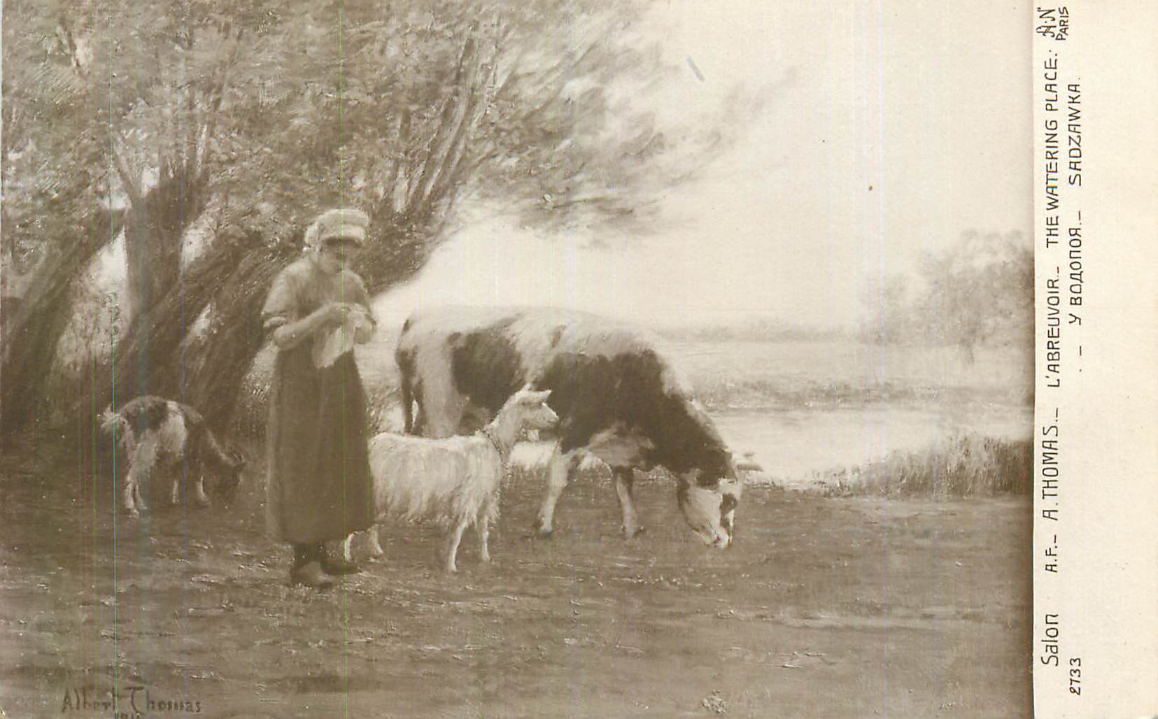 CPA Salon A Thomas L'Aubervoir The Watering Place Chevre