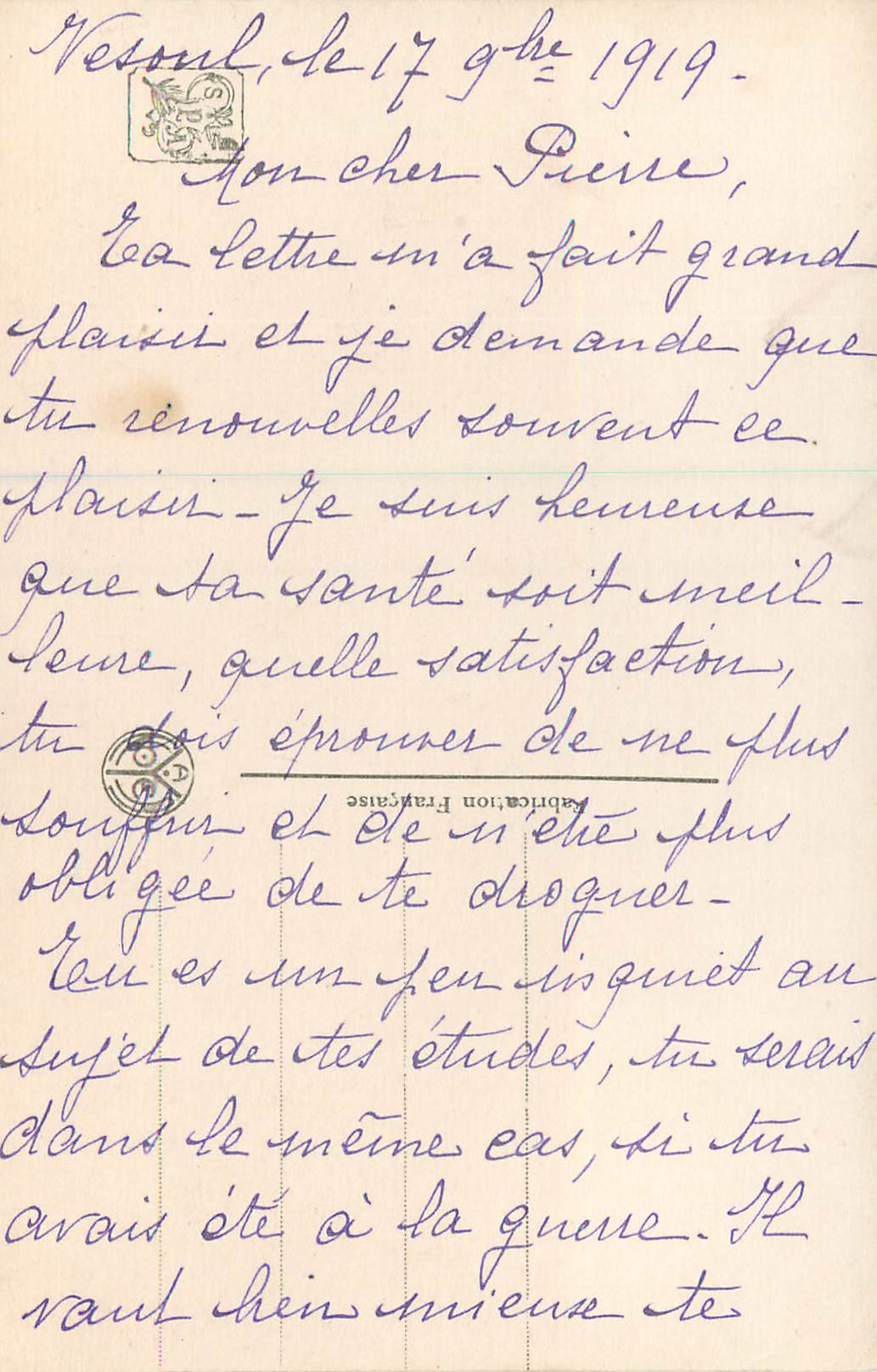 CPA Salon Hortense Richard Mignon — Verso