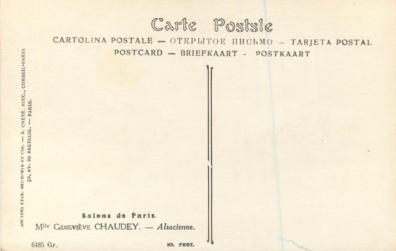 CPA Salon de Paris Mlle Genevieve Chaudey Alsacienne — Rückseite
