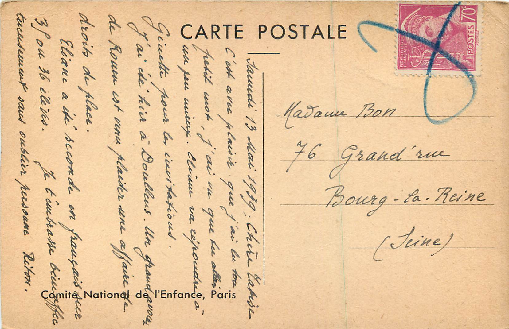 CPA Portrait du Duc d'Angouleme Comite National de l'Enfance Paris — Rückseite
