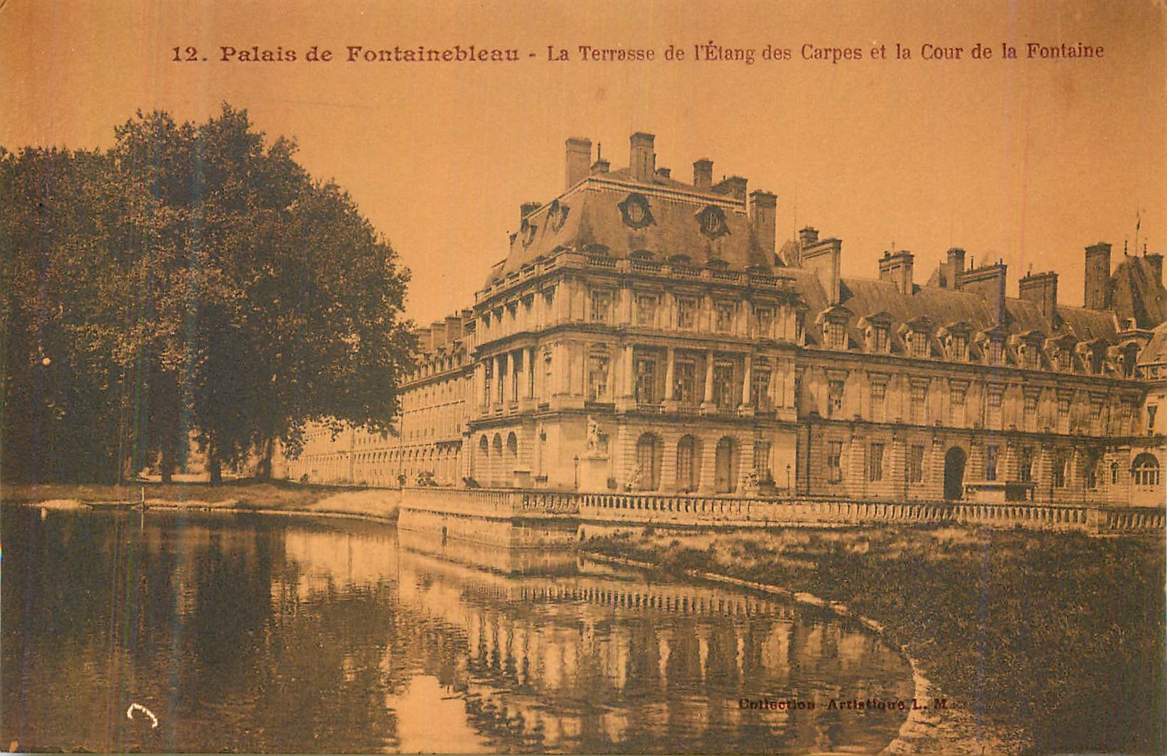 Palazzo di Fontainebleau — La Terrazza dell'Etang des Carpes e la Corte della Fontaine — Collezione Artistica L. M.