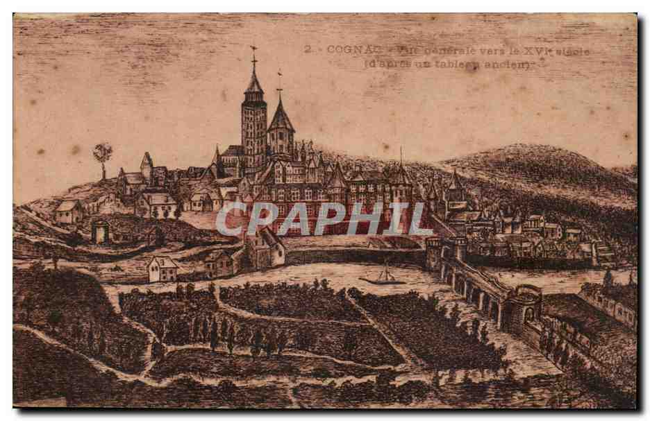 Cognac - Vue generale vers le XVI siecle d'appres un tableau ancien - CPA 