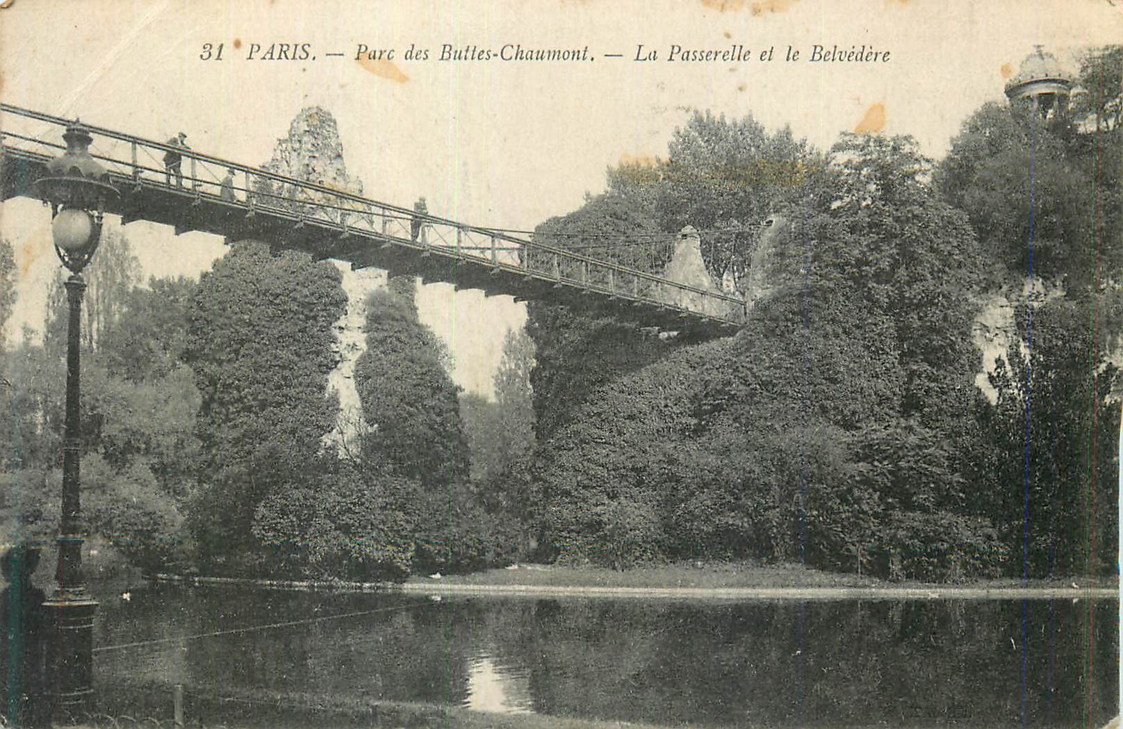 CPA Paris Parc des Buttes Chaumont La Passerelle et le Belvedere