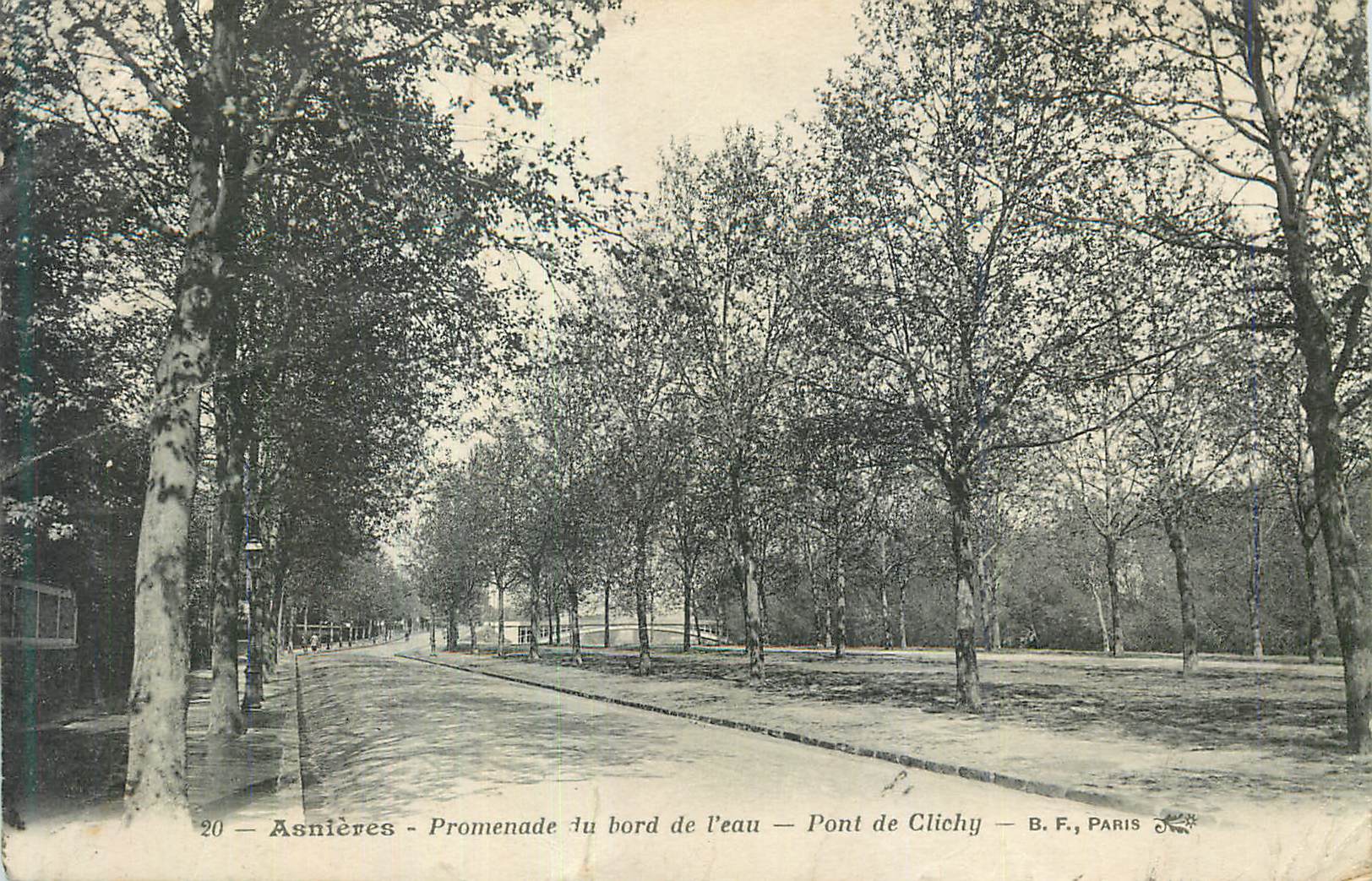 CPA Paris Asnieres Promenade du Bord de l'Eau Pont de Clichy
