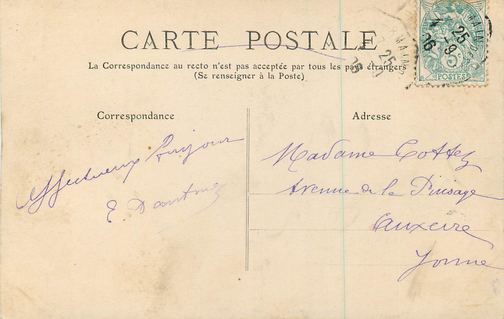 CPA Vichy — Verso