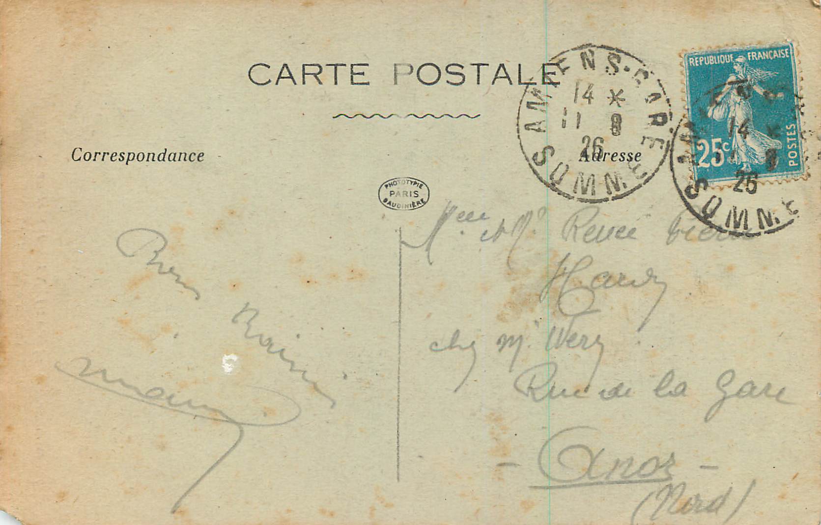 CPA Bombardement d'Amiens Interieur de la Cathedrale — Rückseite
