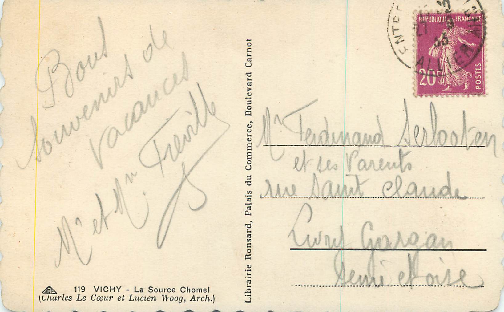 La Source Chomel — Vichy — Librairie Ronsard — Rückseite