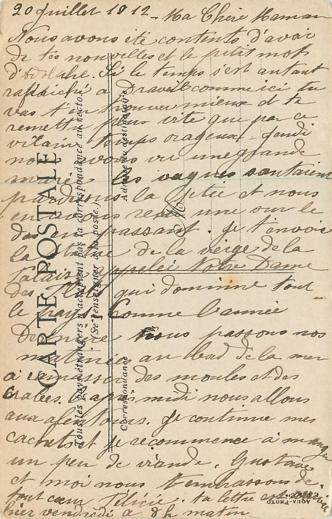 CPA Mers La Vierge de la Falaise — Verso