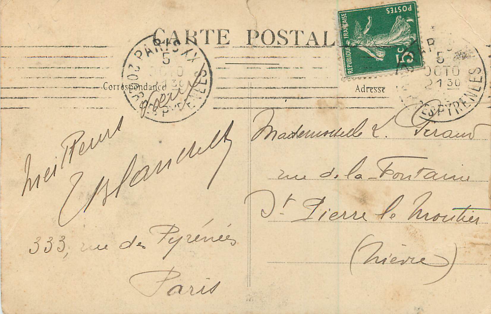 CPA Reims Place Royale et Rue Colbert — Rückseite