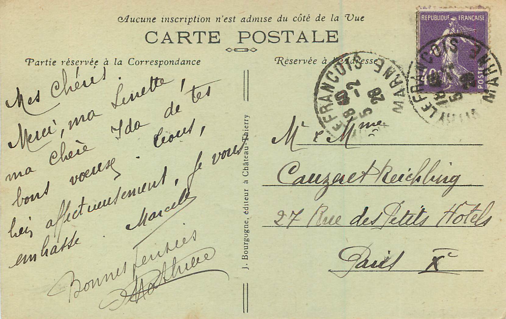CPA Vitry le Francois (Marne) La Cathedrale — Verso