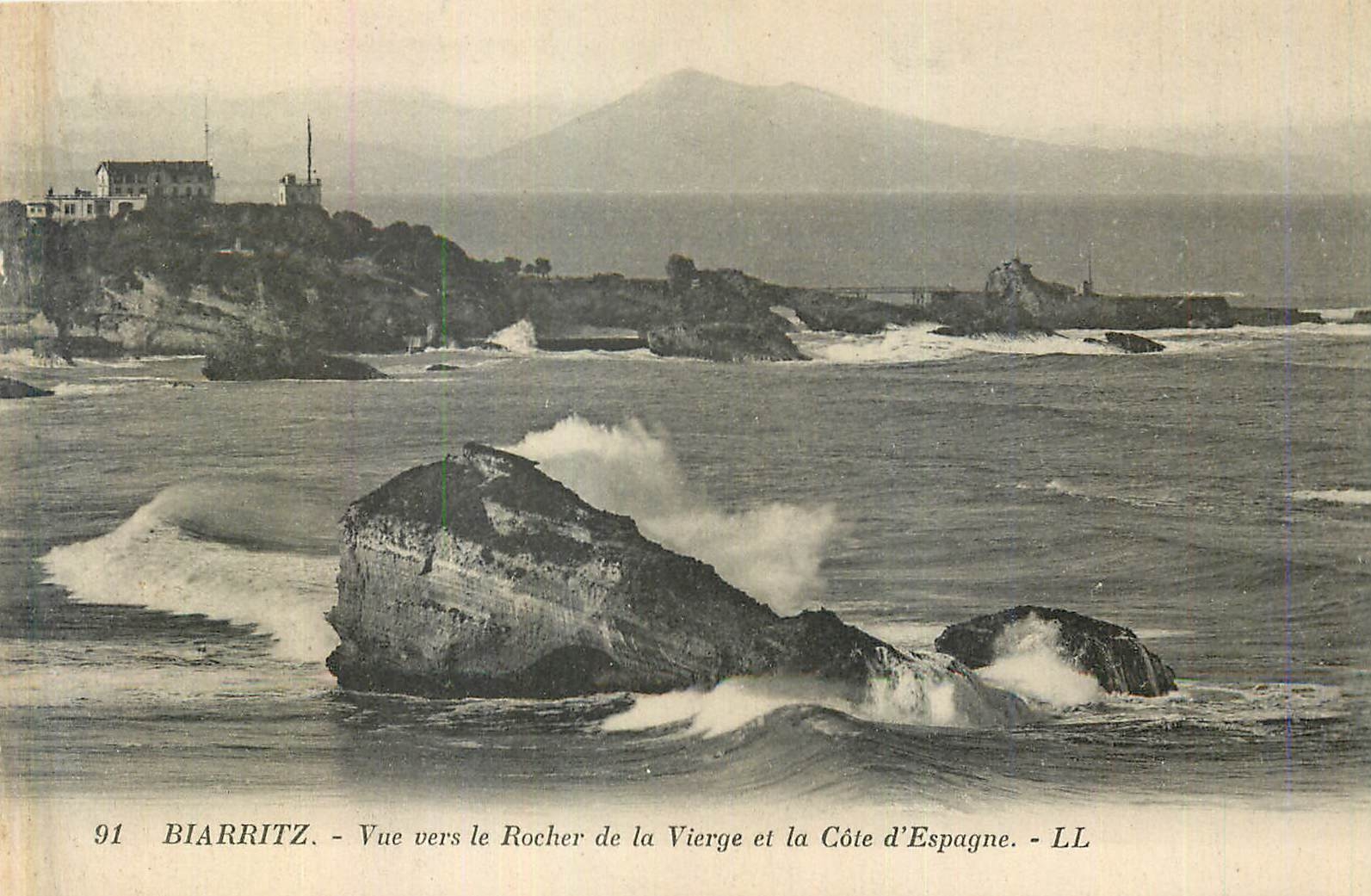 Biarritz — Vue vers le Rocher de la Vierge et la Côte d'Espagne — LL