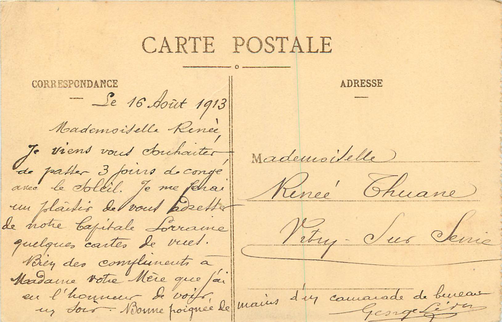 CPA Nancy Hotel de Ville (XVIIIe Siecle) — Verso