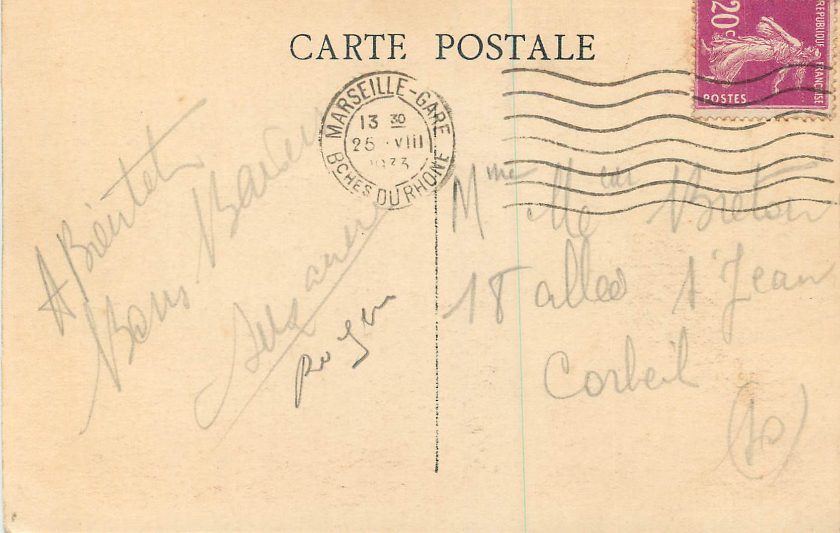 CPA Marseille La Corniche Le Palace Hotel — Verso