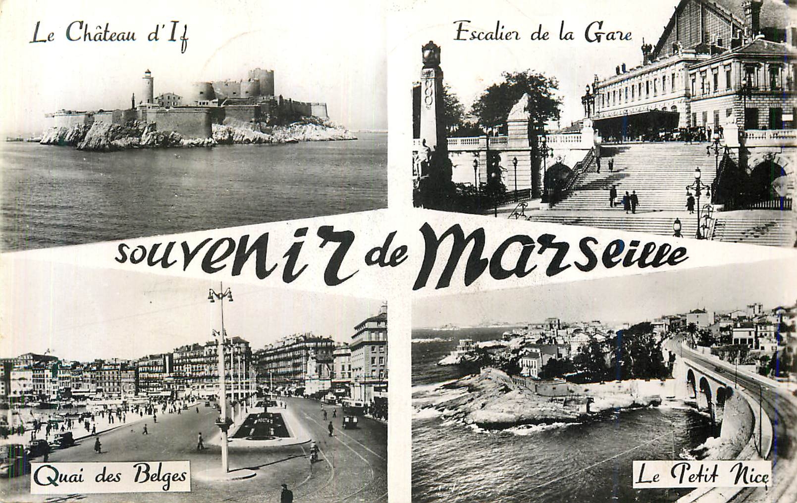 CPM Souvenir de Marseille Le Chateau d'If Escalier de la Gare Quai de Belges Le Petit Nice