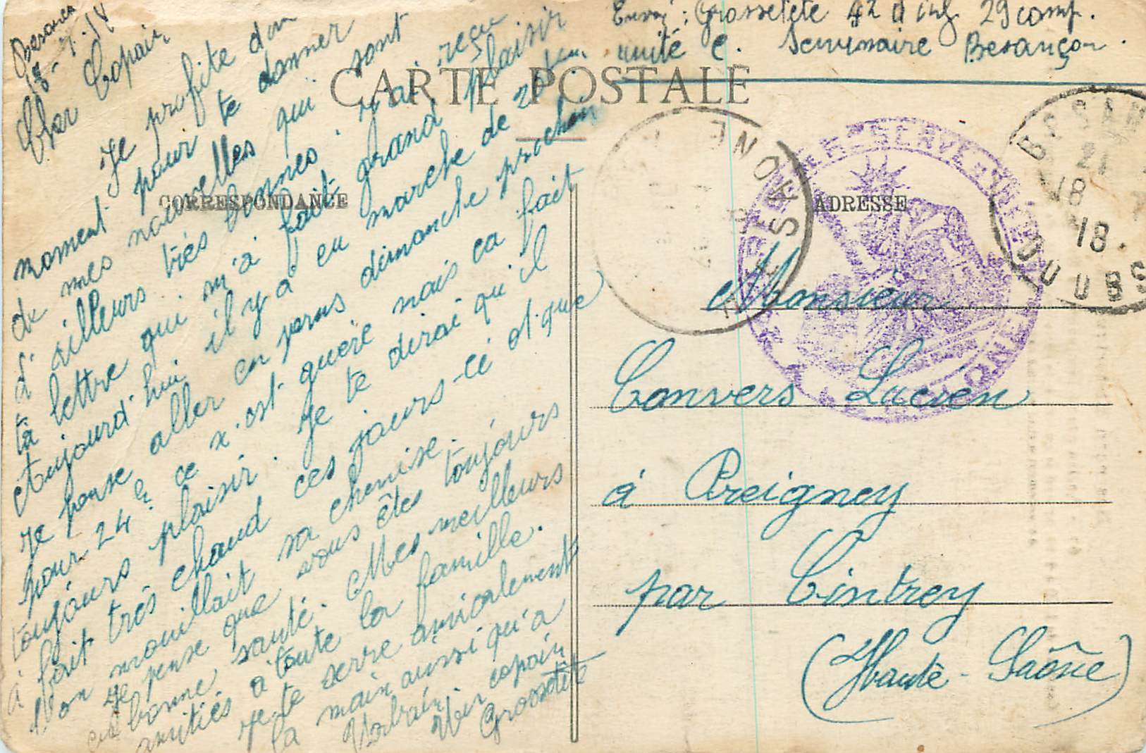 BESANÇON HISTORIQUE (M. D.) — Ancien grand Séminaire de Besançon — Collection Artistique - Cliché Ch. Leroux — Rückseite