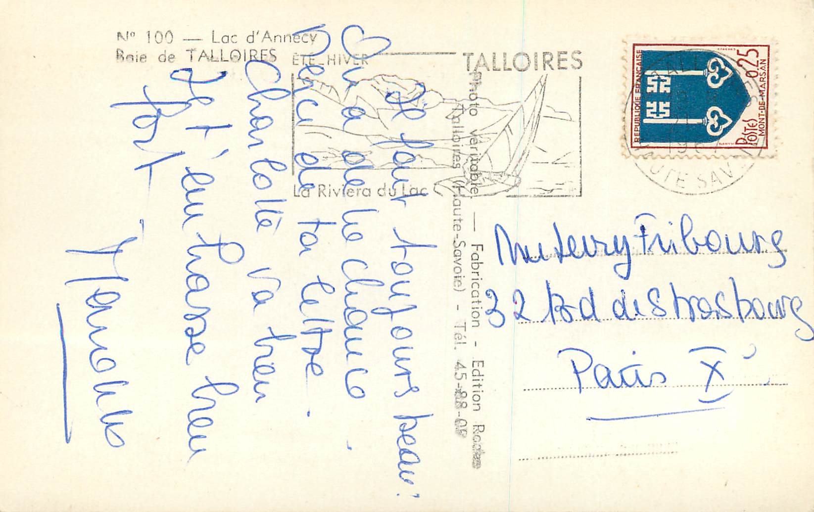 Lac d'Annecy — Vue aérienne — Été / Hiver — Édition Talloires, n° 100 — Verso