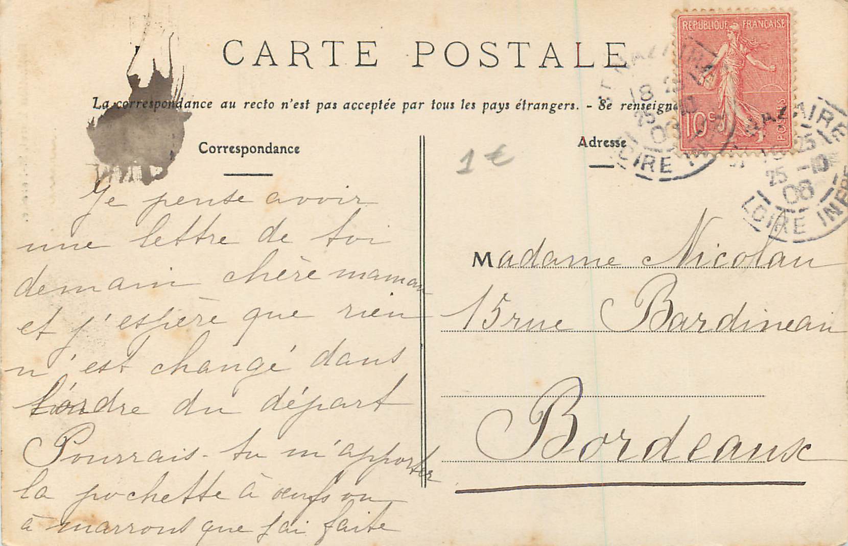 CPA St Nazaire L'Estacade et la Jetee — Rückseite