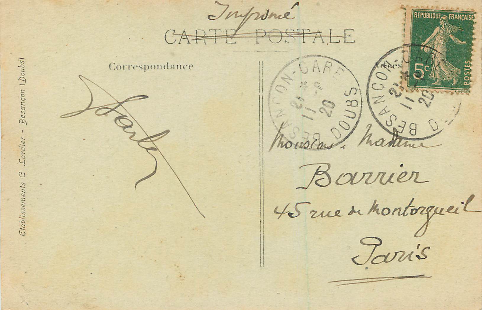 Belfort — Le Lion — CLE 941 — Verso