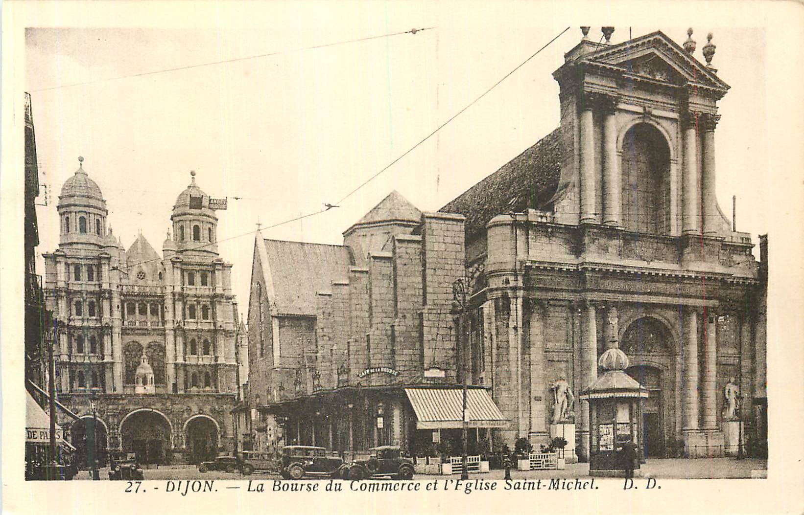 CPA Dijon  La Bourse du Commerce et L'Eglise Saint Michel