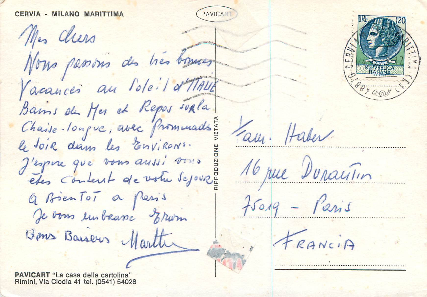 CPM Cervia Milano Marittima — Verso