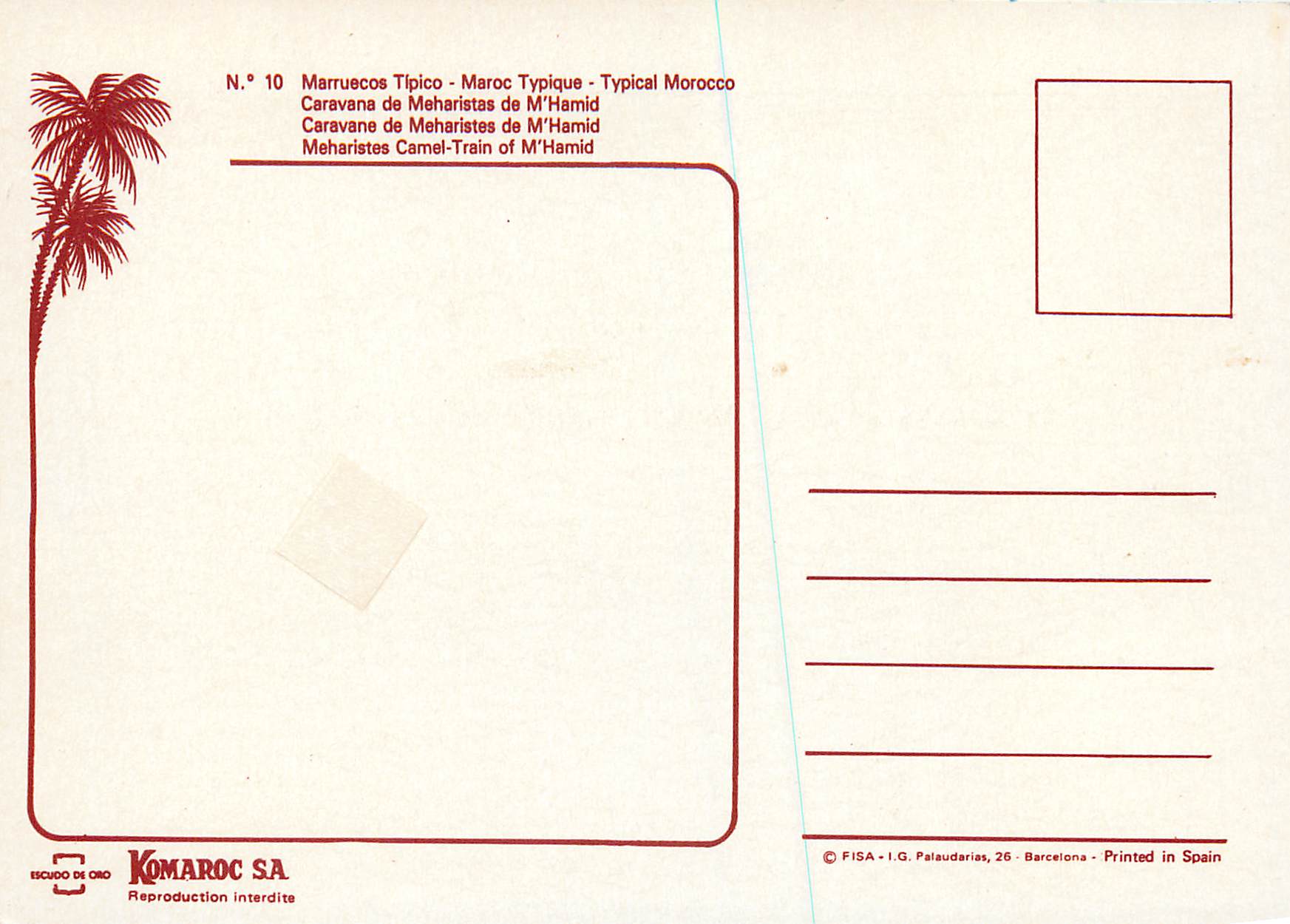 Caravane de M’Hamid — Maroc — Komaroc SA N°10 — Rückseite