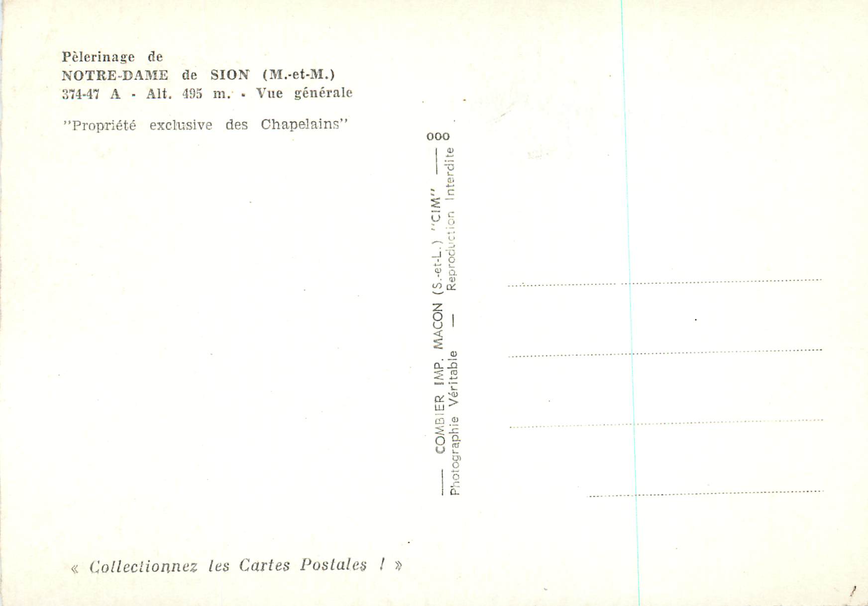 CPM Pelerinage de Notre Dame de Sion (M et M) Vue Generale — Verso