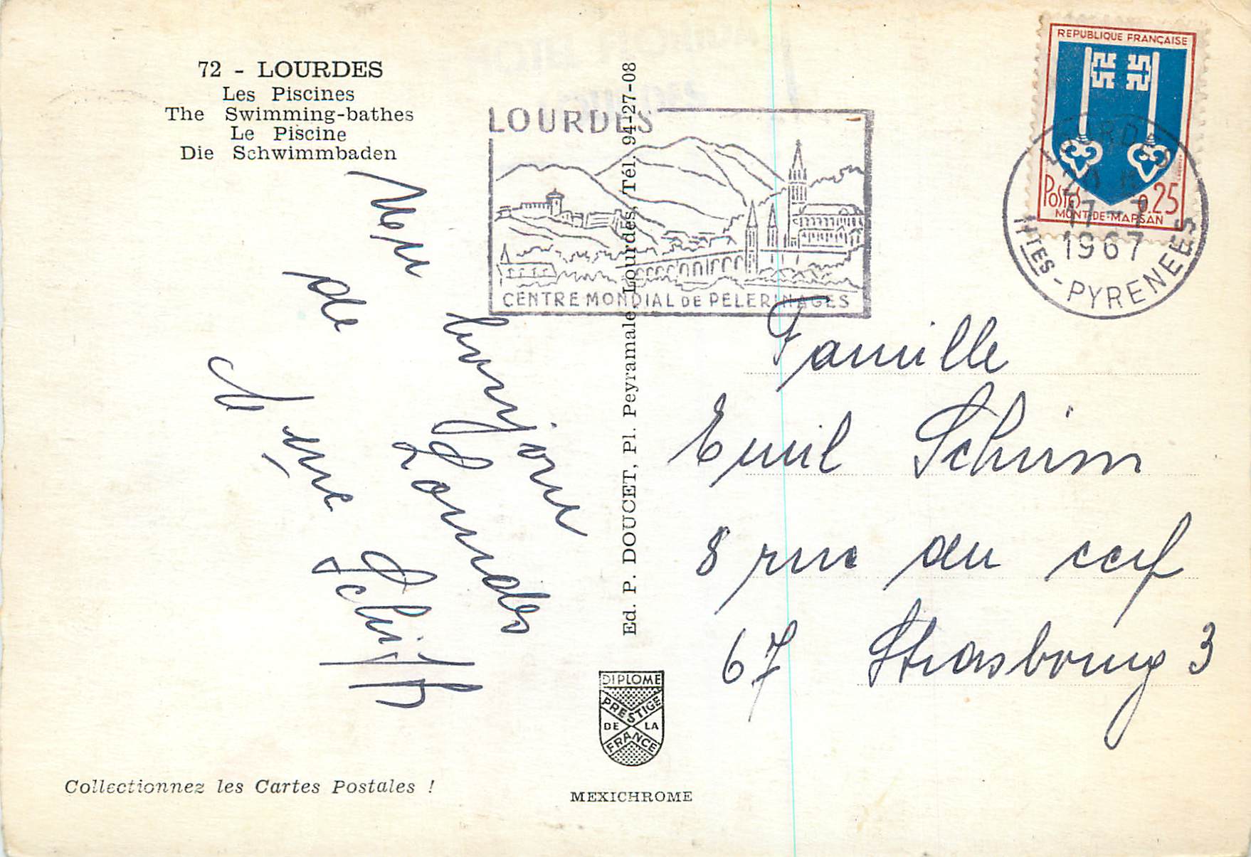 CPM Lourdes les Piscines — Verso