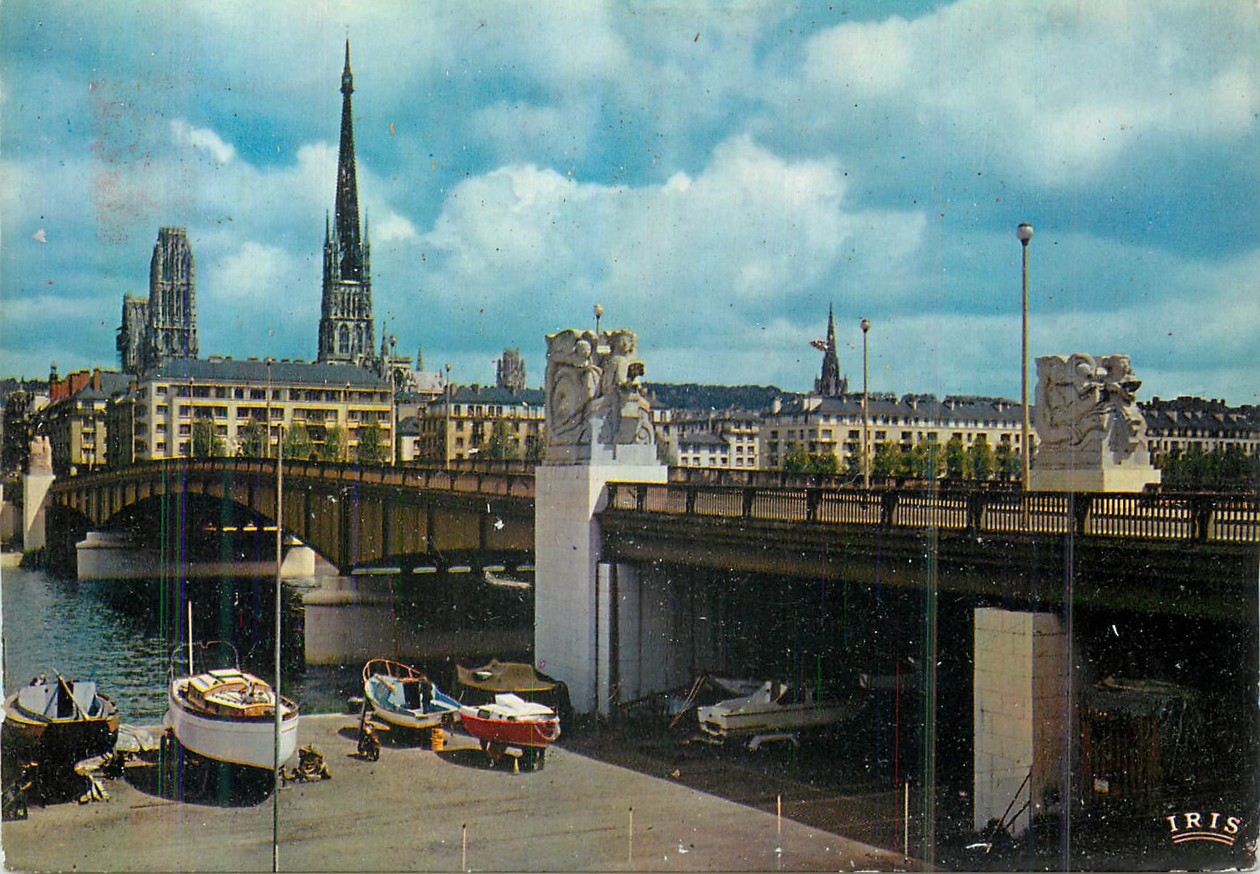 CPM Rouen le Pont Boieldieu et la Cathedrale Normandie France