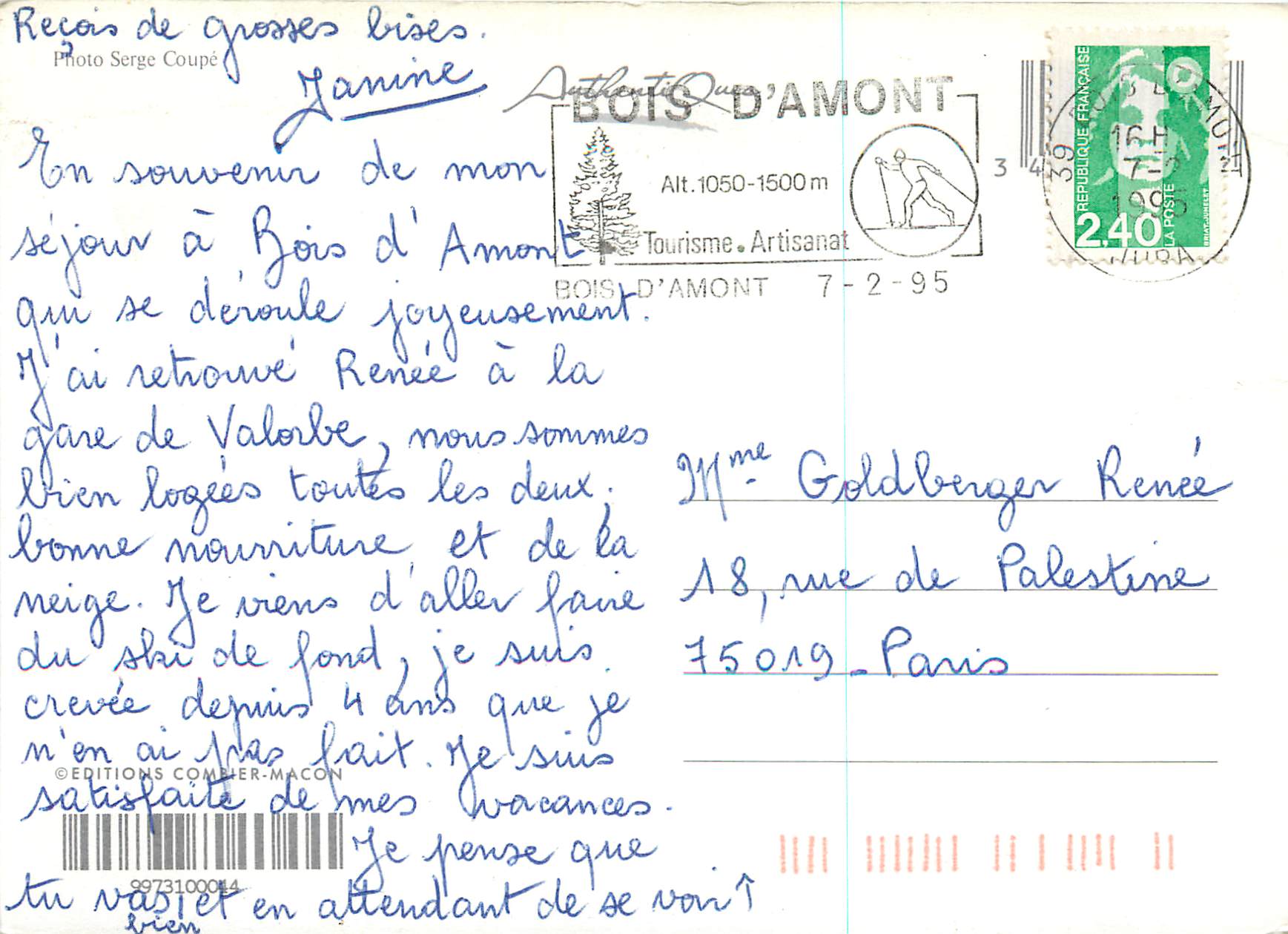 CPA Authentiques Bois d'Amont alt 1050 m 1500 m — Rückseite