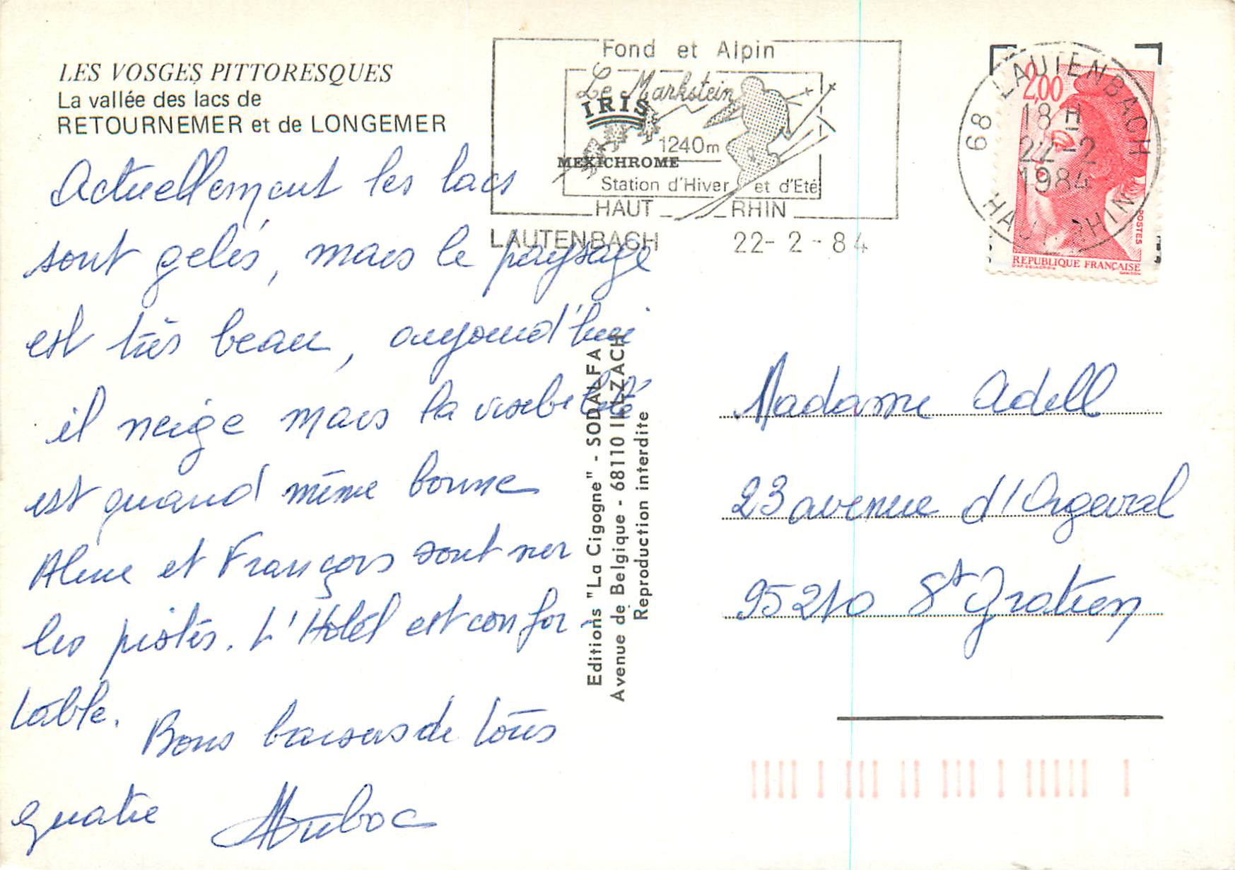 CPA Les Vosges Pittoresques La Vallee des Lacs de Retournemer et de Longemer — Rückseite