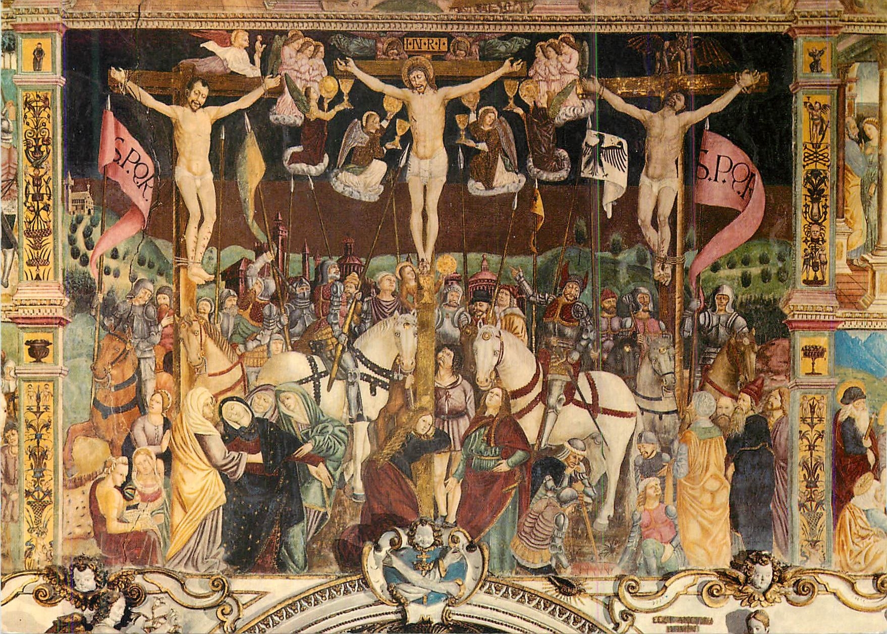CPA Bellinzona Ti Chiesa Madonna delle Grazie PP Francescani Particolare Dell'affresco Centrale Crocefissione