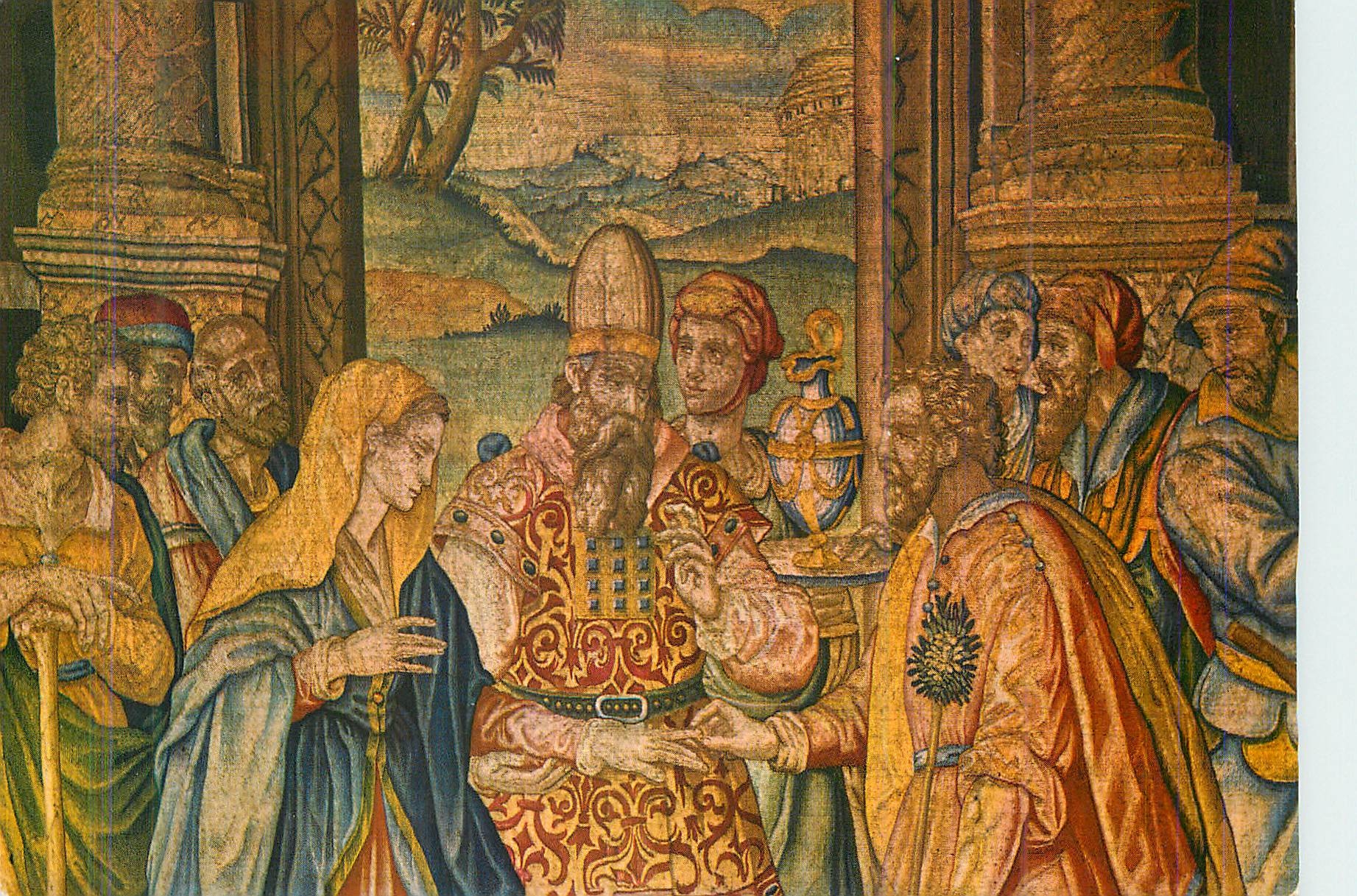 CPA Bergamo S Maria Maggiore Le Mariage de la Vierge par A Allori (Tapisserie Florentine du XVIe Siecle)