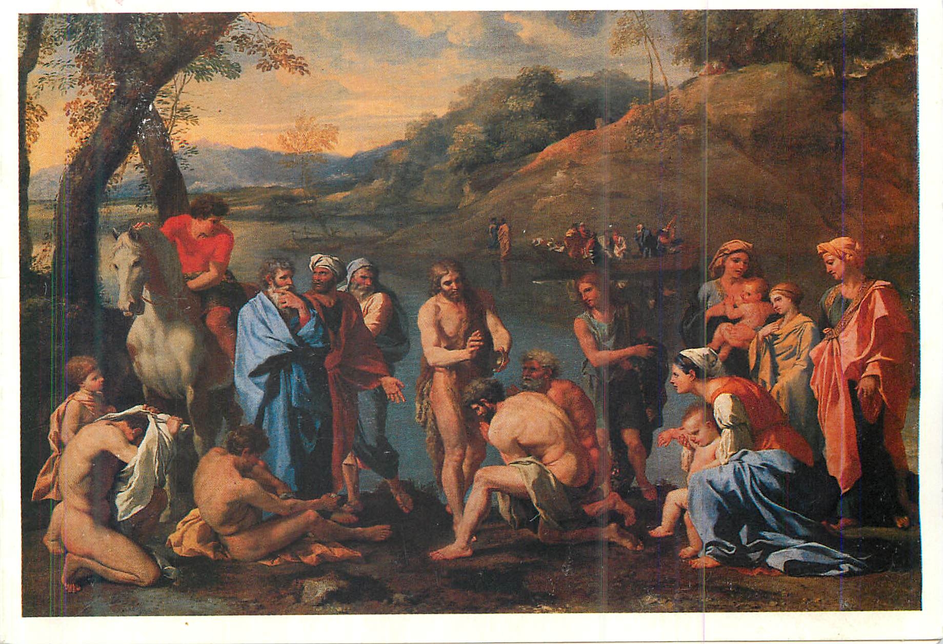 CPA Musee du Louvre Saint Jean Baptiste Patron de l'Ordre de Malte Le Precurseur Baptisant le Peuple Nicolas Poussin (15