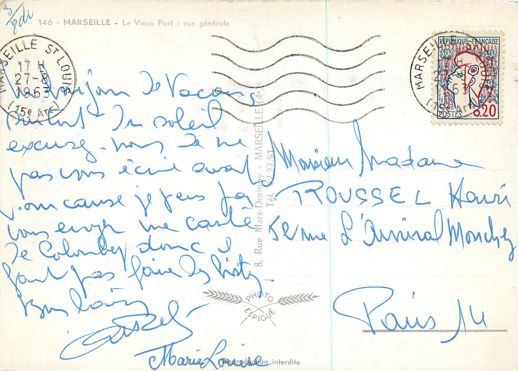 CPM Marseille Le Vieux Port Vue Generale — Verso