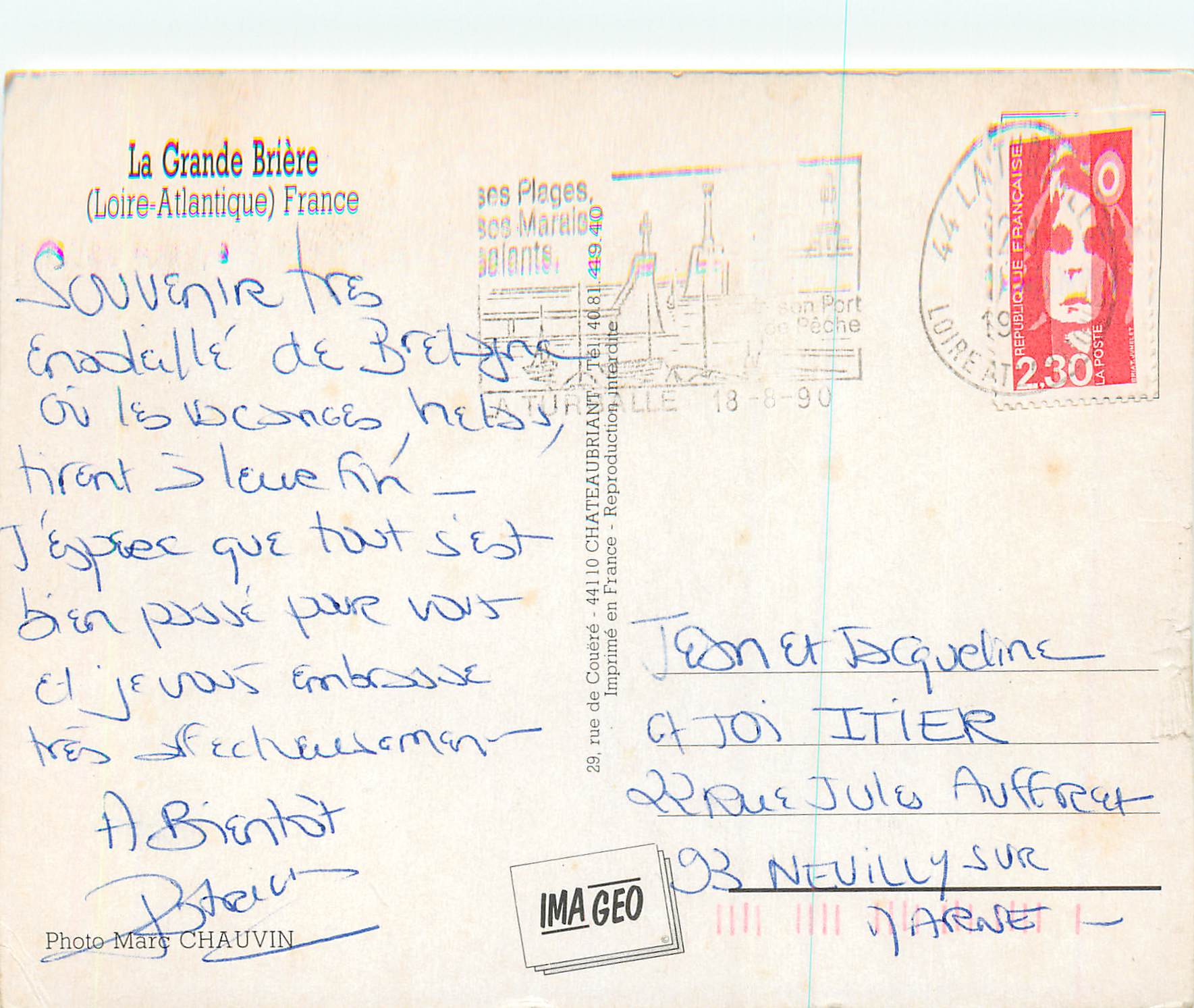 CPM La Grande Briere (Loire Atlantique) France — Rückseite