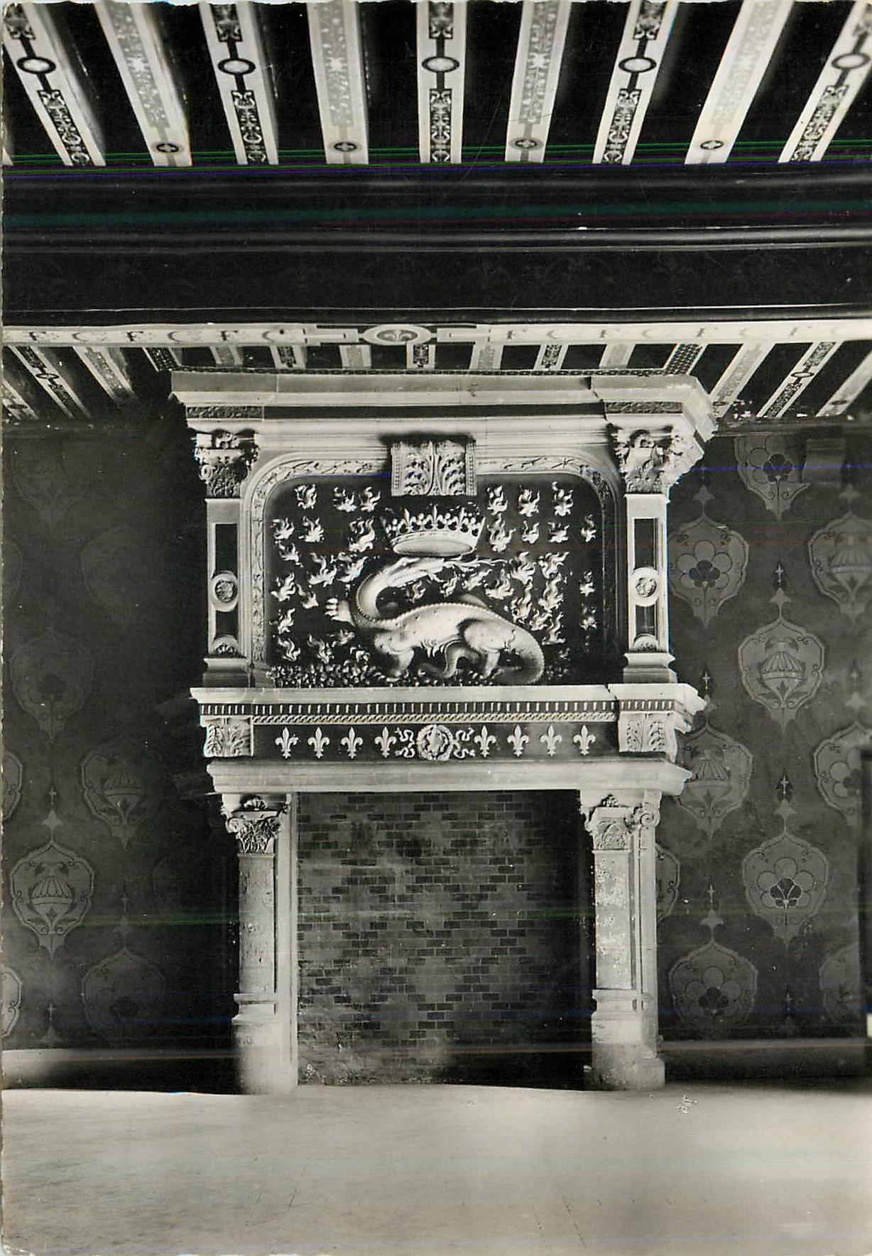 CPM Chateau de Blois La Cheminee a la Salamandre Embleme de Francois Ier