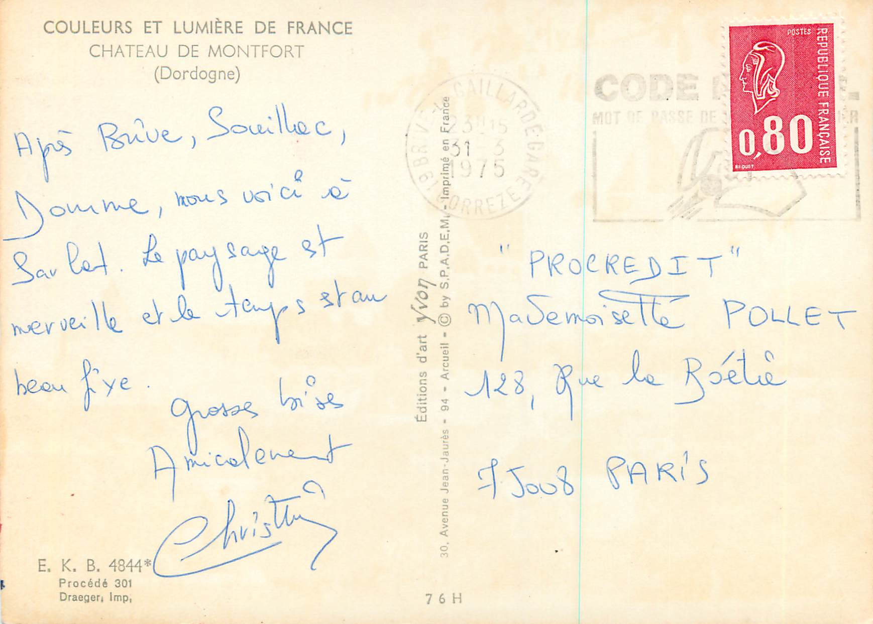 Château de Montfort — Dordogne — Éditions Yvon — Rückseite