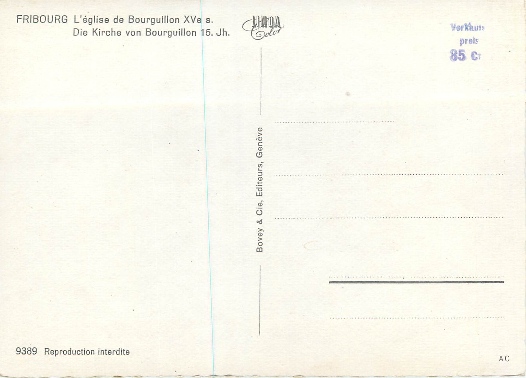CPM Fribourg l'Eglise de Bourguillon XVe s — Rückseite