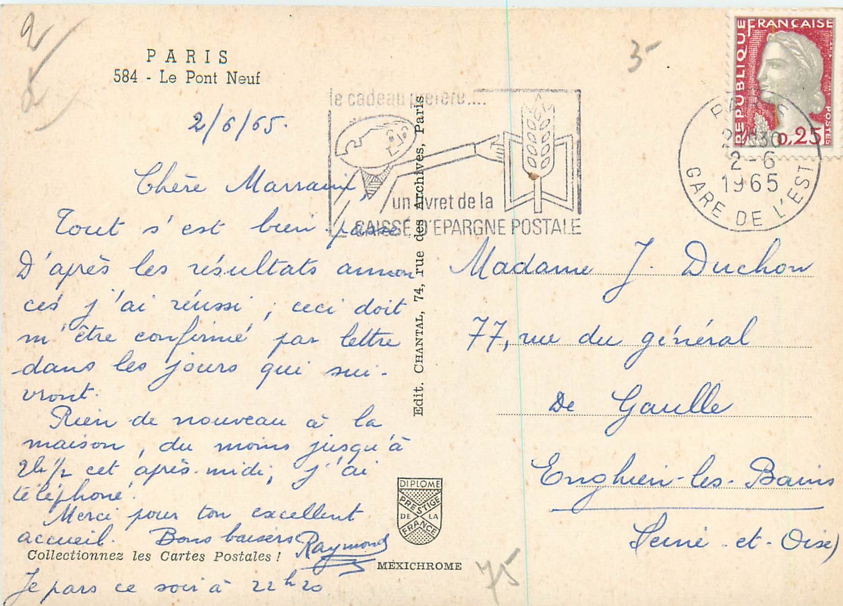 CPM Paris le Pont Neuf — Rückseite