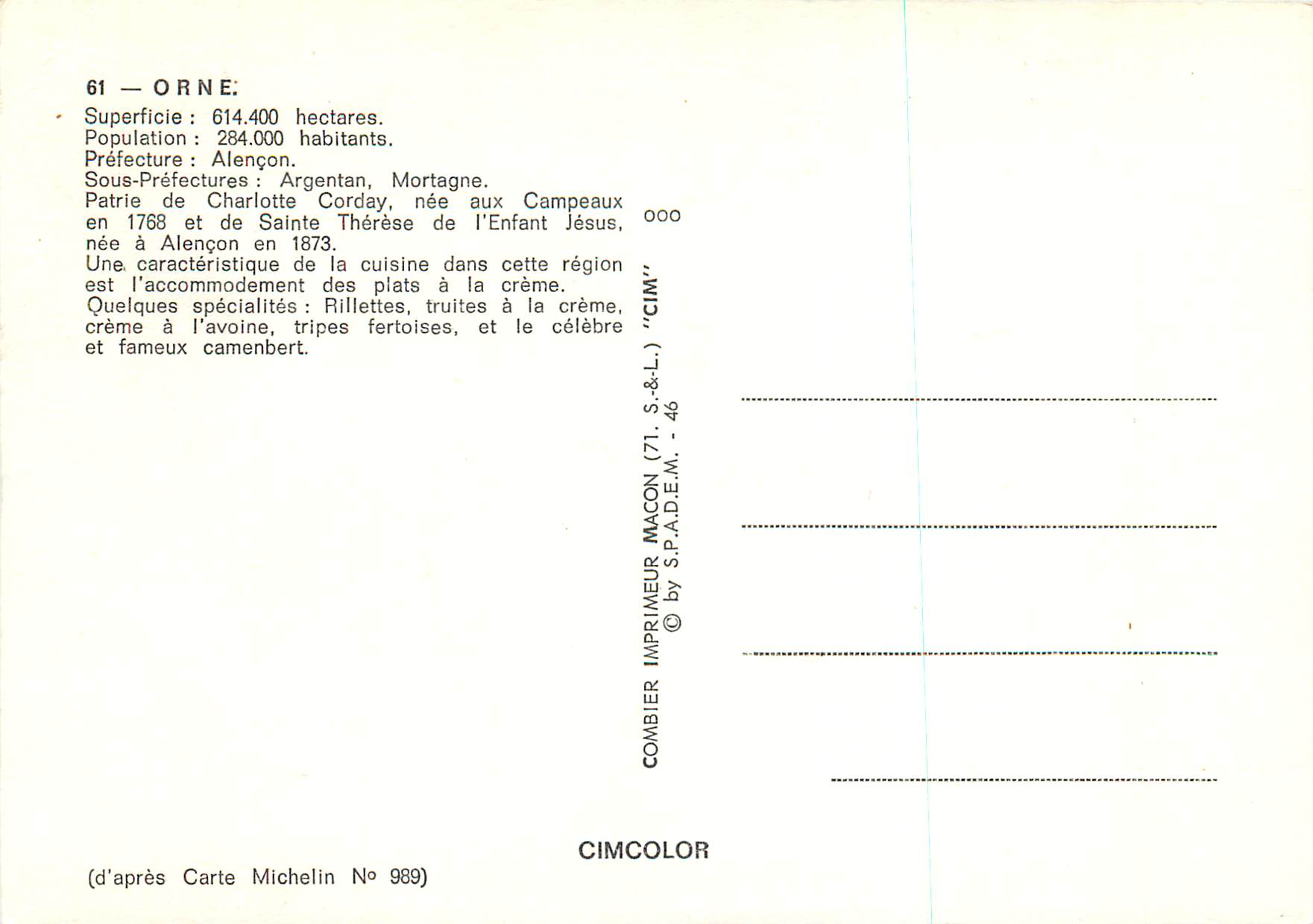 CPM Alencon Orne Prefecture Sous Prefecture Argentan Mortagne — Rückseite