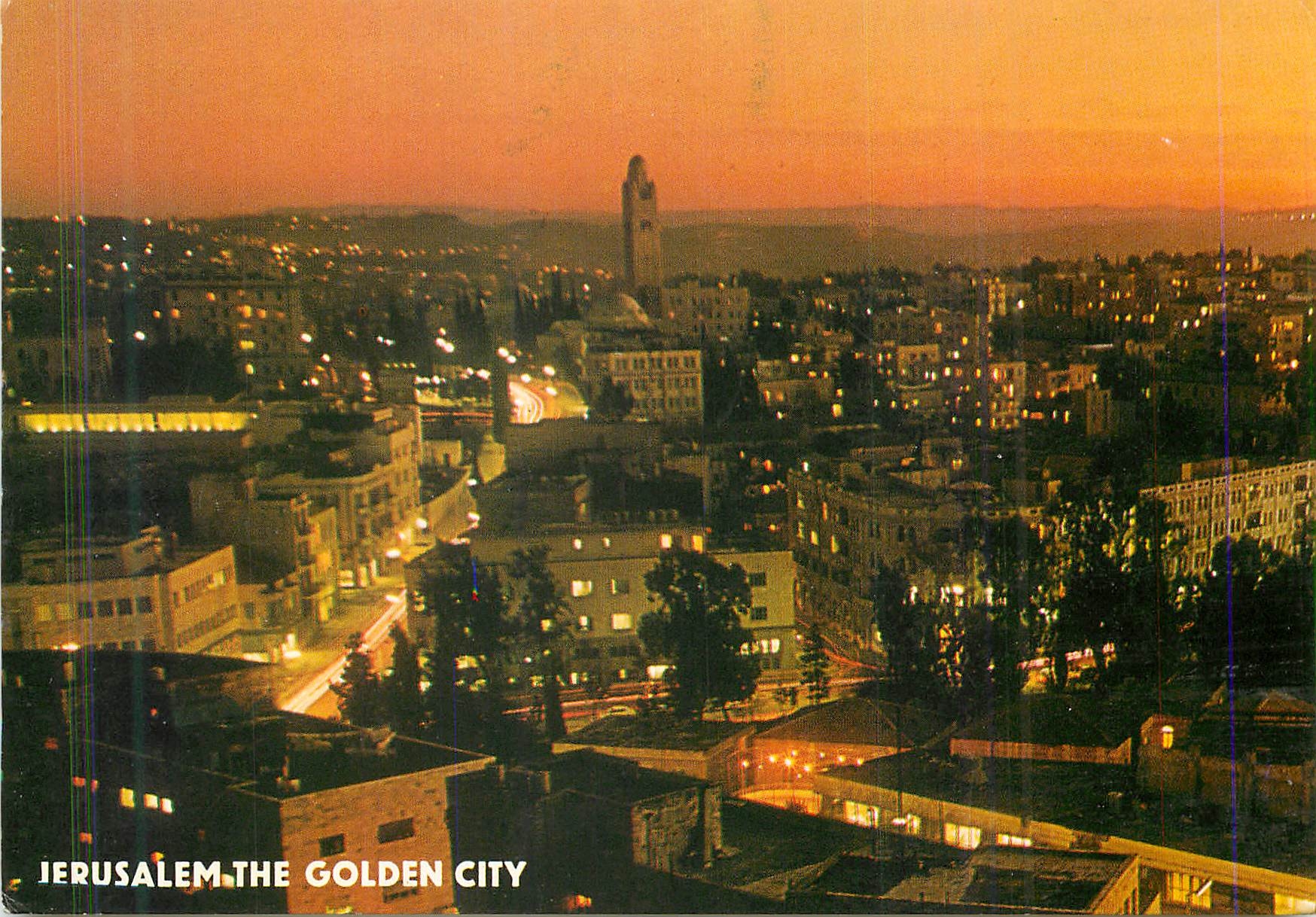 CPM Jerusalem  the Golden City Partial View at Night