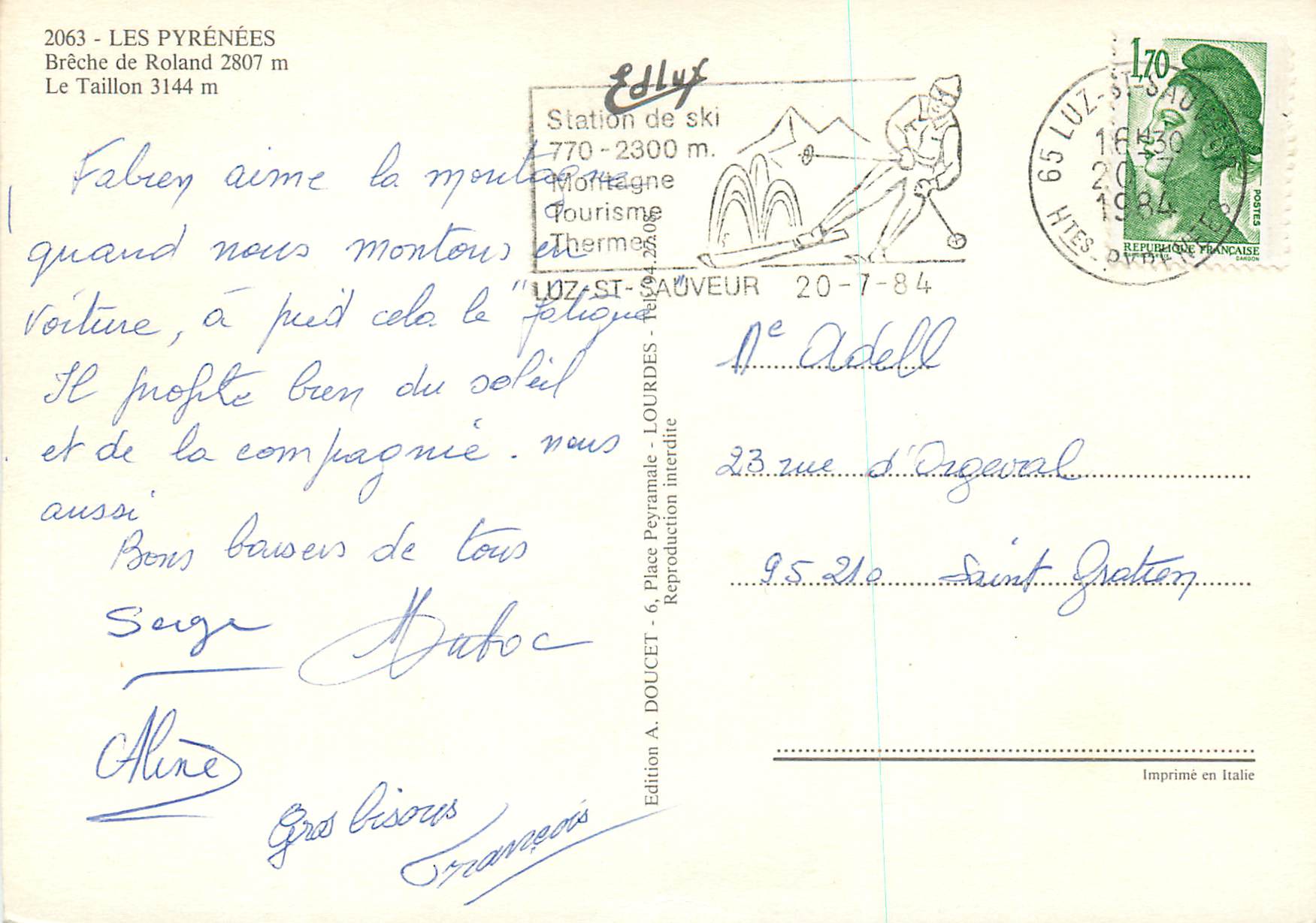 CPM les Pyrenees Breche de Roland 2807m le Taillon 3144m Alpinisme — Rückseite