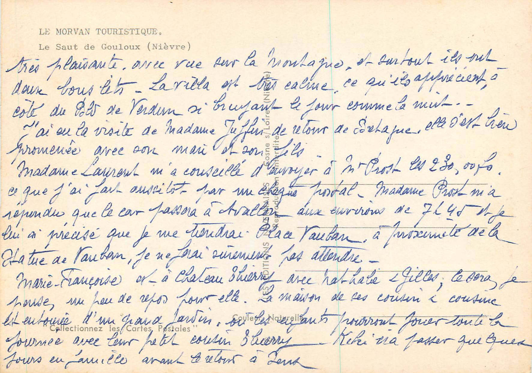 Le Saut de Gouloux — Nièvre — Éditeur : Le Morvan Touristique — Verso