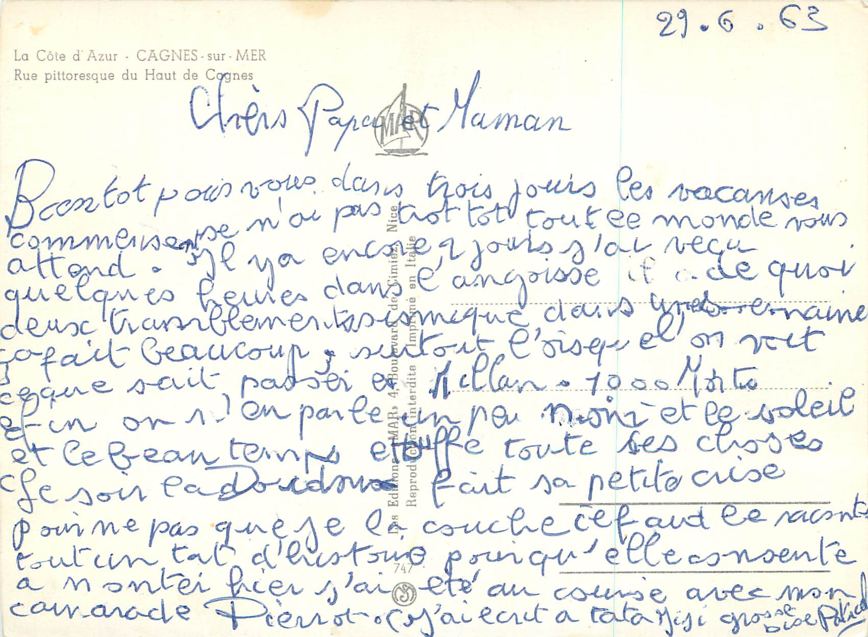 CPM Cagnes sur Mer la Cote d'Azur Rue Pittoresque du Haut de Cagnes — Verso