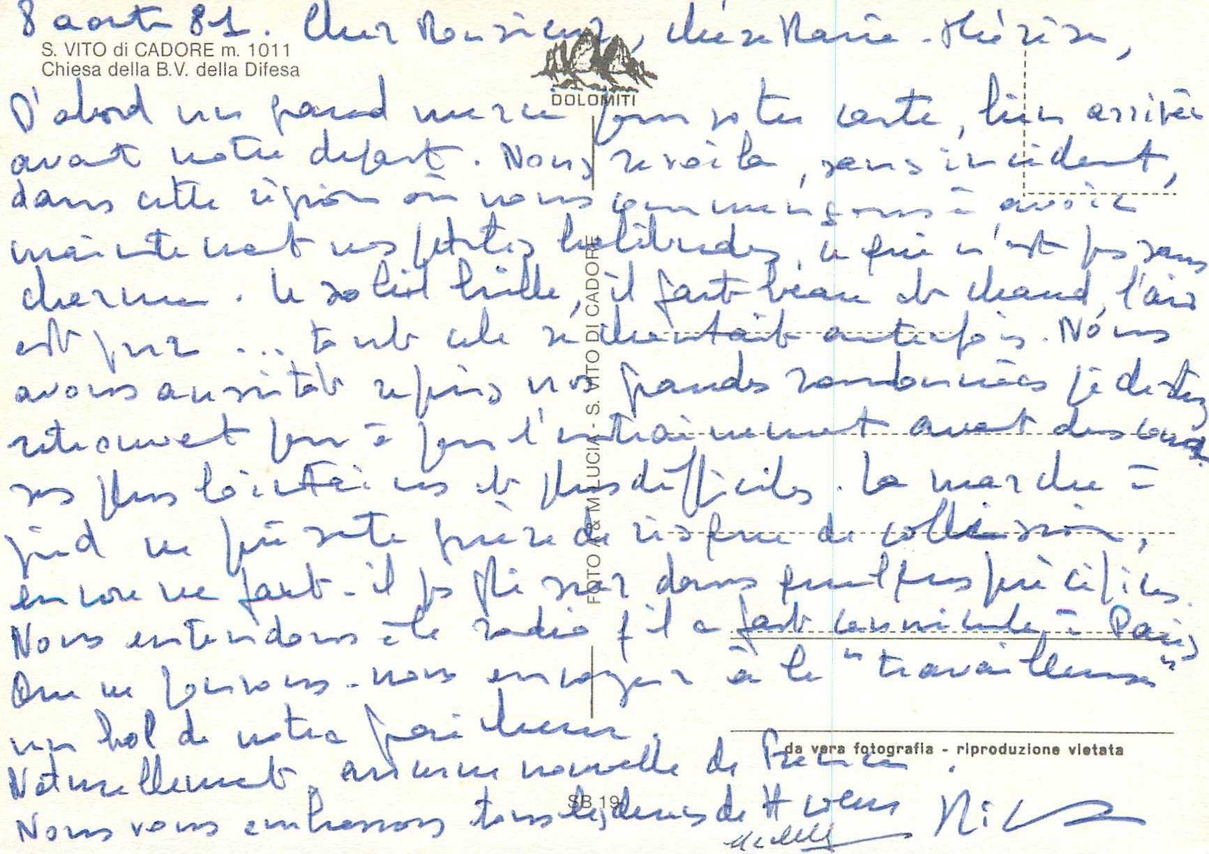 CPM S Vito Di Cadore Chiesa Della B V Della Difesa — Rückseite