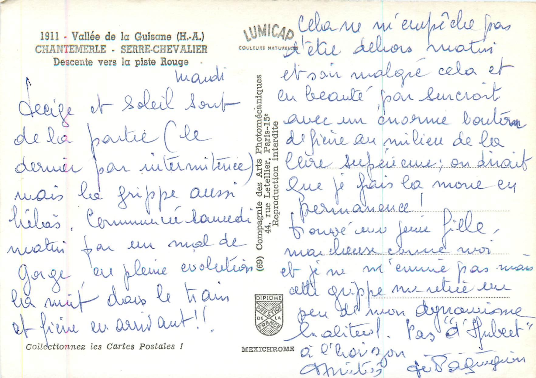 CPM Vallee de la Guisanne (H A) Chantemerle Serre Chevalier Ski — Rückseite